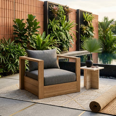 Anderson Teak COPACABANA deep seating outdoor armchair in designer colors, featuring plush cushions for patio and garden relaxation.