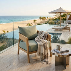 Anderson Teak Toscana Lounge Chair, outdoor deep seating accent chair in a stylish design with seven color options, suitable for patio.