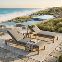 Southbay Sun Lounger by Anderson Teak, luxury outdoor patio sunbed in 9 designer colors, perfect for garden lounging.