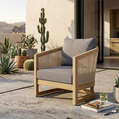 Anderson Teak Catania deep seating accent armchair in a designer color, outdoor patio luxury with plush cushions and stylish design.