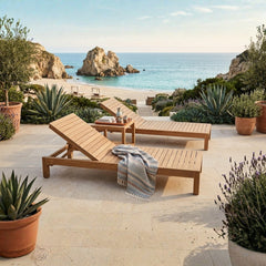 Southbay Sun Lounger by Anderson Teak, a luxury outdoor patio sunbed in 9 designer colors, perfect for garden lounging.