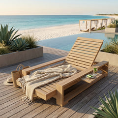 Best Daybed Capistrano Sun Lounger in A-grade teak wood with 9 designer colors, perfect for luxury outdoor garden lounging.