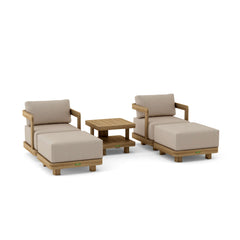 Anderson Teak SET-905 Granada 5-piece deep seating outdoor patio set with swivel chairs and ottomans for garden lounge.