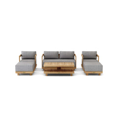 Anderson Teak Granada 6-piece deep seating outdoor sofa set with teak finish, designed for garden lounge and outdoor patio relaxation.