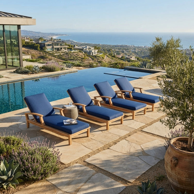 4 Pcs Brianna Sun Lounger (Canvas Navy) By Anderson Teak