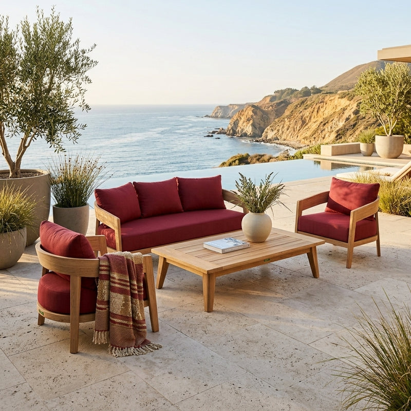 Toscana 4-PC Deep Seating Set (Cast Pomegranate) By Anderson Teak