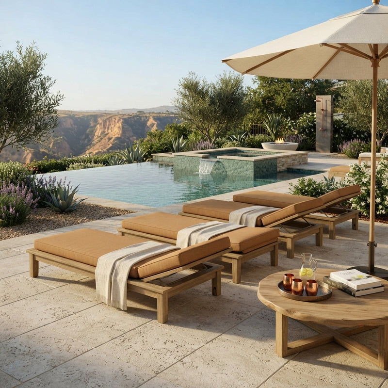 4 Pcs Brianna Sun Lounger (Canvas Teak) By Anderson Teak