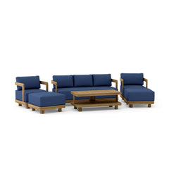 Anderson Teak SET-904 5-piece Granada deep seating outdoor patio sofa set with teak finish for garden lounge comfort.