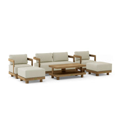 Anderson Teak Granada 6-piece deep seating outdoor sofa set with teak wood for garden lounge and patio relaxation.