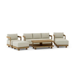 Anderson Teak SET-904 5-piece Granada deep seating outdoor sofa set with teak frames for garden lounge or patio relaxation.