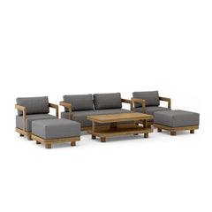 Anderson Teak SET-902 6-piece Granada deep seating outdoor sofa set with teak wood, garden lounge, and comfortable cushions.