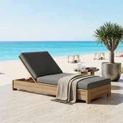 Anderson Teak Madera Sun Lounger in A-grade teak wood, outdoor patio sunbed with 9 designer color options for garden relaxation.