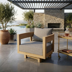 Anderson Teak Coronado A-Grade Teak Wood Swivel Armchair for outdoor patio and garden deep seating.