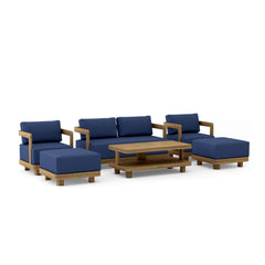 Anderson Teak SET-902 6-piece Granada deep seating outdoor sofa set with teak wood for garden lounge and patio relaxation.