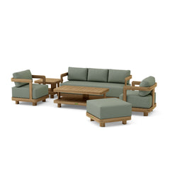 Six-piece Granada deep seating outdoor sofa set by Anderson Teak in vibrant designer colors, featuring plush cushions and modern design.