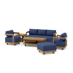 Outdoor sofa set in six designer colors by Anderson Teak, featuring deep seating and modern design for outdoor spaces.