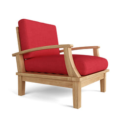 Anderson Teak Brianna Deep Seating Armchair in cast pomegranate, outdoor accent chair with plush cushions, available in 9 designer colors.
