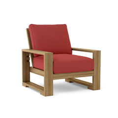 Anderson Teak Capistrano deep seating armchair in cast pomegranate, outdoor accent chair, available in 9 designer colors.