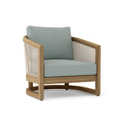 Anderson Teak Catania deep seating accent chair in cast pomegranate with plush cushions, outdoor patio and garden furniture.