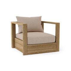 Anderson Teak Copacabana deep seating armchair in cast pomegranate, outdoor accent chair with plush cushions for patio and garden.