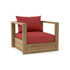 Anderson Teak Copacabana deep seating armchair in cast pomegranate, outdoor accent chair with plush cushions and vibrant color options.