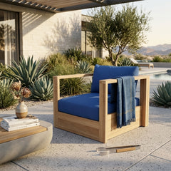 Anderson Teak Copacabana deep seating armchair in cast pomegranate, outdoor accent chair with 9 designer colors for patio and garden.