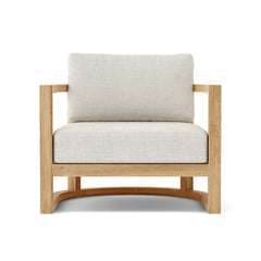 Anderson Teak Junus Lounge Armchair in cast pomegranate, outdoor teak accent chair with deep seating and nine designer color options.