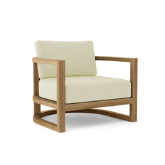 Anderson Teak Junus Lounge Armchair in cast pomegranate teak wood, outdoor accent chair with deep seating for patio or garden.