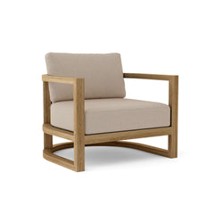 Anderson Teak Junus Lounge Armchair in Cast Pomegranate, outdoor teak accent chair with deep seating and nine designer color options.