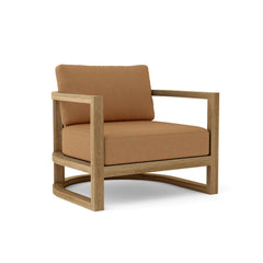 Junus Lounge Teak Wood Accent Chair by Anderson Teak in Pomegranate, outdoor deep seating for patio and garden.