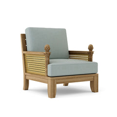 Anderson Teak LUXE Deep Seating Accent Armchair in nine designer colors, showcasing plush cushions and stylish wooden frame.