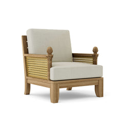 Anderson Teak Luxe Teak Wood Deep Seating Armchair in cast pomegranate, outdoor accent chair with designer color options.