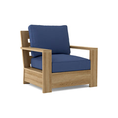 Anderson Teak Madera Deep Seating Accent Armchair in 9 designer colors, featuring a stylish wooden frame and plush cushioning.