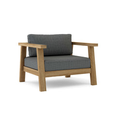 Anderson Teak Palermo teak wood deep seating armchair in cast pomegranate, outdoor accent chair with modern design and nine color options.