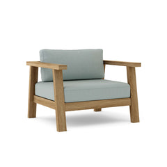 Anderson Teak Palermo teak wood deep seating armchair with cast pomegranate finish, outdoor luxury accent chair in various designer colors.