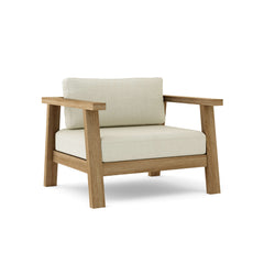 Anderson Teak Palermo Teak Wood Deep Seating Armchair in Pomegranate color, outdoor accent chair with plush cushions and stylish design.