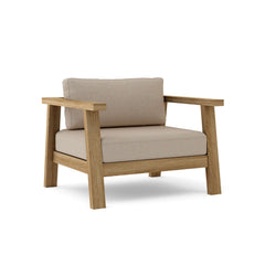 Anderson Teak Palermo teak wood deep seating accent chair in cast pomegranate color, outdoor patio or garden furniture.