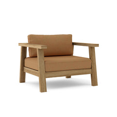 Anderson Teak Palermo teak wood accent chair with deep seating in cast pomegranate, available in 9 designer colors for outdoor patio.