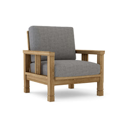 Southbay Teak Wood Accent Armchair by Anderson Teak in cast pomegranate, outdoor deep seating for patio and garden.