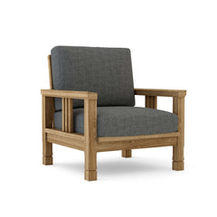 Southbay Teak Wood Accent Chair by Anderson Teak, deep seating outdoor armchair in cast pomegranate with 9 designer colors.