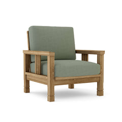 SouthBay teak wood accent chair in cast pomegranate color, outdoor deep seating armchair by Anderson Teak with stylish design.