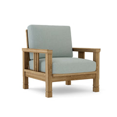 Southbay Teak Wood Accent Chair by Anderson Teak in cast pomegranate, featuring deep seating and stylish design for outdoor patio or garden.