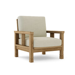 Southbay Teak Wood Deep Seating Accent Chair by Anderson Teak in cast pomegranate, outdoor patio armchair with 9 designer colors.