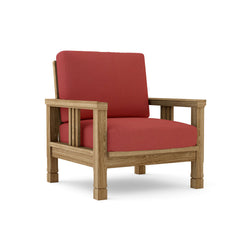 Southbay Teak Wood Deep Seating Accent Armchair by Anderson Teak in cast pomegranate color, outdoor patio and garden furniture.