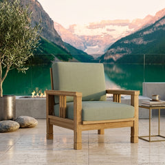 SouthBay Teak Wood Deep Seating Accent Chair by Anderson Teak in cast pomegranate, outdoor patio garden furniture with 9 color options