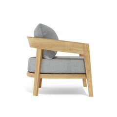 Anderson Teak Toscana lounge chair in cast pomegranate, outdoor accent chair with deep seating, available in 9 designer colors.