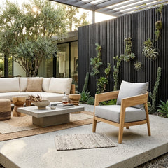 Anderson Teak Toscana lounge accent chair in cast pomegranate, outdoor deep seating with stylish design and nine color options.