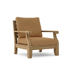 Anderson Teak Riviera Modular Teak Wood Armchair in Pomegranate, outdoor deep seating for patio and garden, available in 9 designer colors.