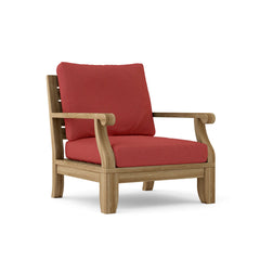 Anderson Teak Riviera Modular Teak Wood Armchair in Pomegranate, outdoor deep seating for patio and garden, 9 designer colors.
