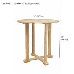 Anderson Teak SET-09 bar table set with matching stools, crafted from teak wood, featuring a modern outdoor furniture design.